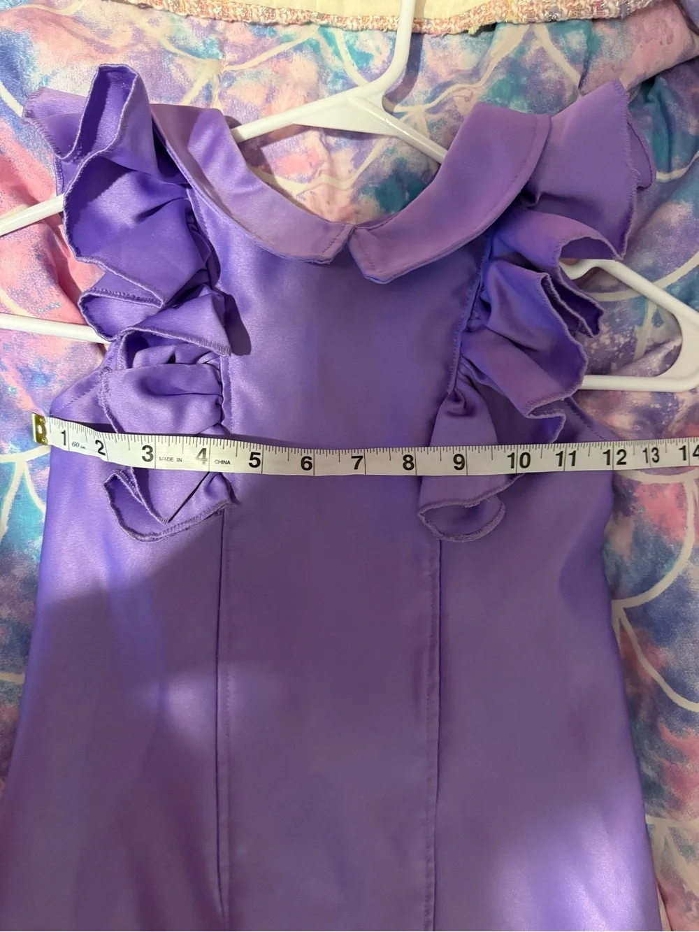 Girls Purple Ruffle Collar Dress